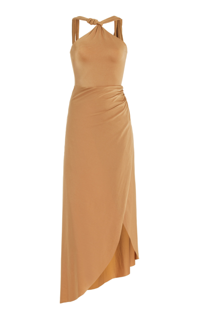 Maygel Coronel Rosina Wrapped Maxi Dress In Brown