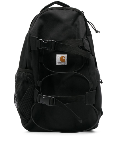 Carhartt Logo-patch Zip-up Backpack In Black