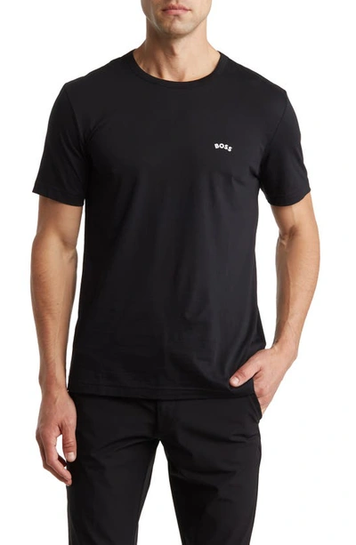 Hugo Boss Cotton Curved Logo T-shirt In Black