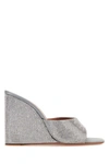 Amina Muaddi Sandals With Embellished Heels In Grey