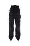 Balenciaga Stonewashed Cotton Cargo Pantaboots With Detachable Belt In Black