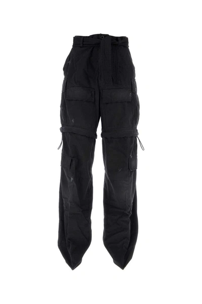 Balenciaga Black Cotton Knife Cargo Pantaboots In Multi
