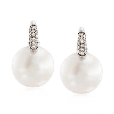 Ross-simons 12-13mm Cultured South Sea Pearl And . Diamond Earrings In 18kt White Gold