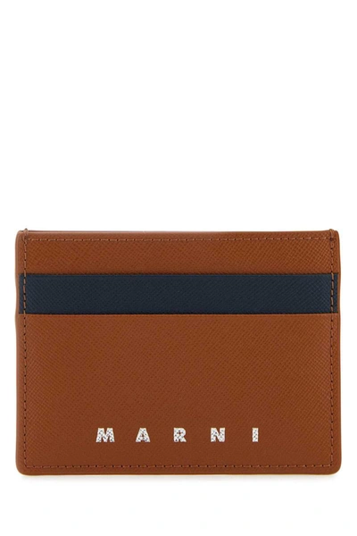 Marni Man Two-tone Leather Cardholder In Multicolor
