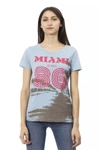 Trussardi Action Chic Light Blue Short Sleeve Tee In Blue