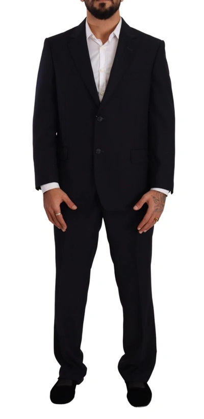 Domenico Tagliente Blue Polyester Single Breasted Formal Men's Suit In Black
