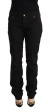 Just Cavalli Black Mid Waist Denim Cotton Skinny Jeans In Black