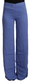 P.a.r.o.s.h Blue High Waist Viscose Straight Wide Leg Pants In Blue