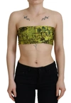 JOHN GALLIANO GRAPHIC PRINT NYLON STRAPLESS CROPPED WOMEN'S TOP