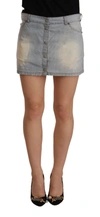 Ermanno Scervino Light Blue Mid Waist Denim Mini Cotton Skirt In Blue