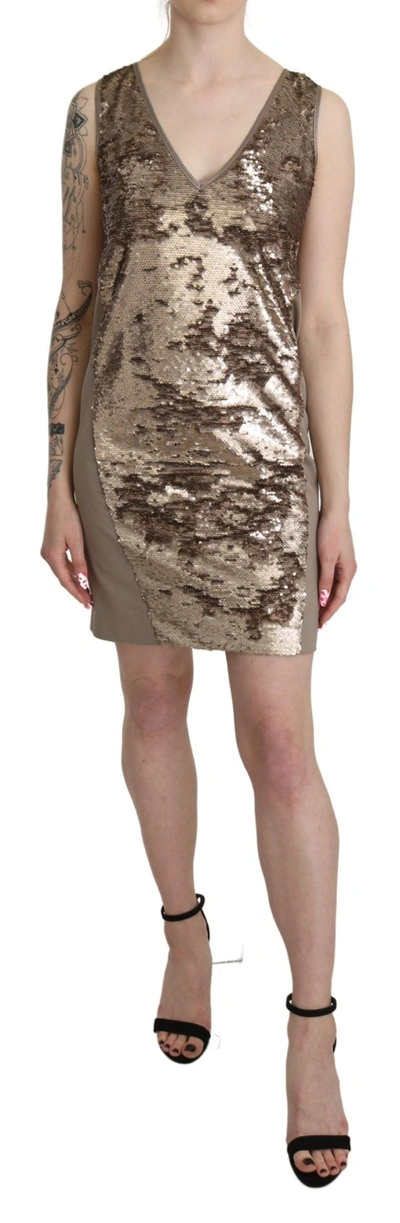 LIU •JO SEQUINED V-NECK SLEEVELESS SHEATH MINI WOMEN'S DRESS