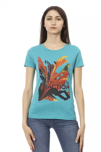Trussardi Action Cotton Tops & Women's T-shirt In Light-blue