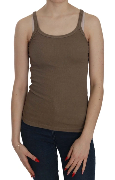 Pink Memories Chic Spaghetti Strap Cotton Top - Earthy Elegance In Brown