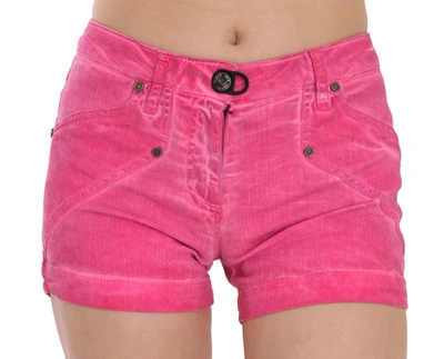 PLEIN SUD MID WAIST COTTON BLUE MINI WOMEN'S SHORTS