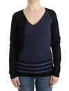 Costume National Striped V-neck Women's Sweater In Black