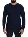 Paolo Pecora Milano Blue Cotton Crewneck Pullover Sweater In Blue