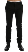 Gf Ferre' Cotton Stretch Chinos Pants In Black