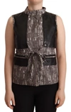 Comeforbreakfast Brown Black Vest Leather Sleeveless Top Blouse In Multi