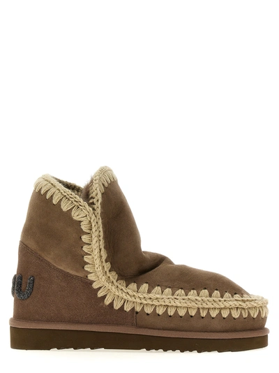 Mou Eskimo 18 Glitter Logo Boots, Ankle Boots Beige In Elgry Elephant Grey