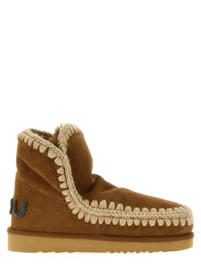 Mou Eskimo 18 Glitter Logo Boots, Ankle Boots Brown In Beige