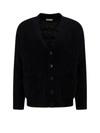 Valentino Textured Wool Cardigan With Embroidered Motif In Black