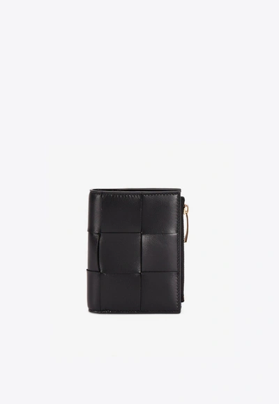 Bottega Veneta Bi-fold Zip Wallet In Black