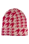 Marcus Adler Houndstooth Cuff Beanie In Pink