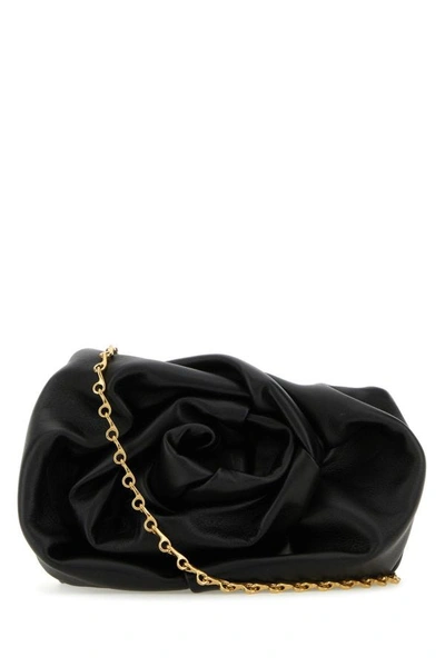 Burberry Woman Black Nappa Leather Rose Clutch