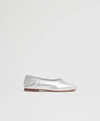 Mansur Gavriel Bow-detailed Metallic Leather Ballet Flats In Silver