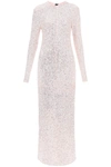 Ganni Sequined Long-sleeve Midi Dress In Pink