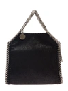 STELLA MCCARTNEY '3CHAIN' MINI BLACK TOTE BAG WITH LOGO ENGRAVED ON CHARM IN FAUX LEATHER WOMAN
