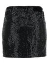 Rotate Birger Christensen Black Mini-skirt With All-over Paillettes And Logo Patch In Black