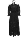 TEMPTATION POSITANO EMBROIDERED OFF-SHOULDER MAXI DRESS IN BLACK COTTON WOMAN