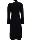FERRAGAMO MIDI BLACK DRESS WITH CUT-OUT AND LONG SLEEVE IN VISCOSE BLEND WOMAN