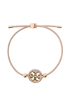 TORY BURCH PINK BRACELET WITH LOGO DETAIL AND RHINESTONE IN LEATHER WOMAN