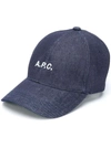 APC 'CHARLIE' BLUE BASEBALL CAP WITH LOGO PRINT IN COTTON MAN