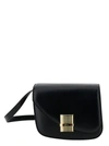 FERRAGAMO 'FIAMMA S' BLACK SHOULDER BAG WITH LOGO DETAIL AND OBLIQUE FLAP IN LEATHER WOMAN