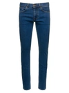 VERSACE BLUE FITTED JEANS WITH LOGO EMBROIDERED AND BOTTON IN COTTON BLEND DENIM WOMAN