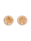 TORY BURCH GOLD EARRINGS WITH LOGO DETAIL AND RHINESTONE IN BRASS WOMAN