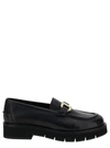 FERRAGAMO 'MAYNA' BLACK LOAFERS WITH GANCINI DETAIL AND PLATFORM IN LEATHER WOMAN