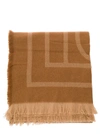 TOTÊME BEIGE SCARF WITH MONOGRAM PRINT IN WOOL AND CASHMERE WOMAN