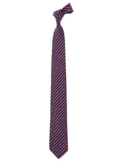 Ferragamo Multicolor Pre-tied Tie With Motif In Silk Woman In Blu