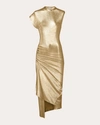 Rabanne Draped Mesh Dress In Silver
