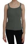 Pink Memories Spaghetti Strap Slim Fit Casual Tank Top Blouse In Green