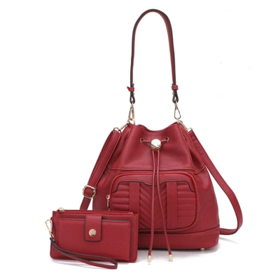 Mkf Collection By Mia K Ryder Vegan Leather Women's Shoulder Bag With Wallet - 2 Pieces In Red