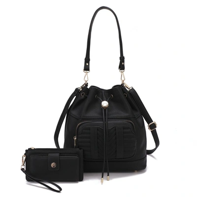 Mkf Collection By Mia K Ryder Vegan Leather Women's Shoulder Bag With Wallet - 2 Pieces In Black