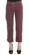 Ermanno Scervino Women  Bordeaux Cotton Cropped Cargo Pants In Blue
