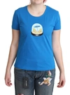 Moschino Chic Blue Cotton Tee With Iconic Print In Blue