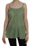 Pink Memories Silk Spaghetti Strap Tank Top Blouse In Green