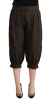 Gf Ferre' Brown Viscose Cropped Harem Pants In Brown